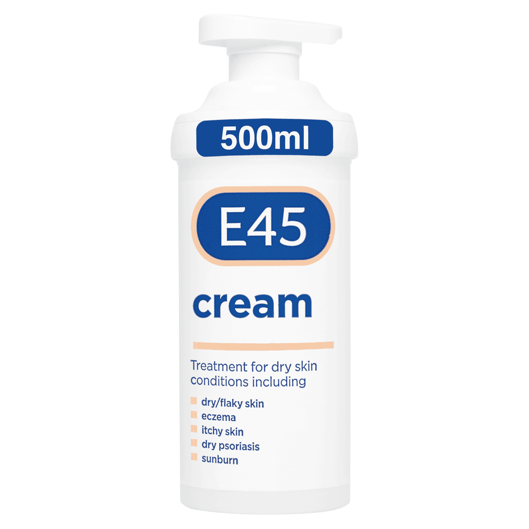 E45 Cream 500g emollient for dry skin — pump pack