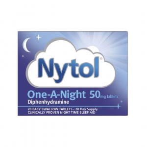 Nytol One-A-Night 50mg diphenhydramine sleep aid tablets — pack of 20