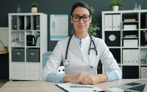 A clinician reviewing an assessment